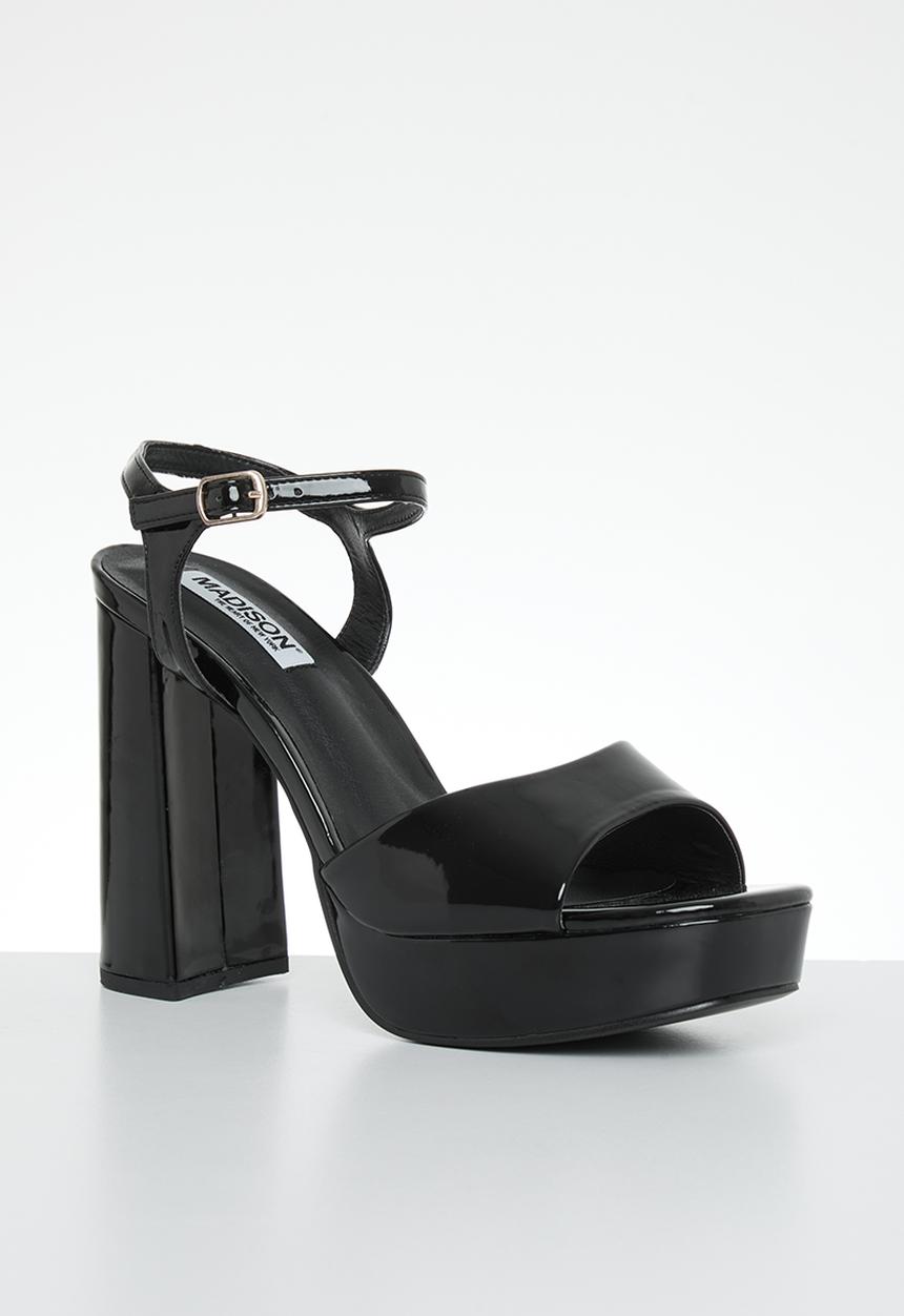 Madison® - Aubrey platform ankle tie blockheel sandal - black