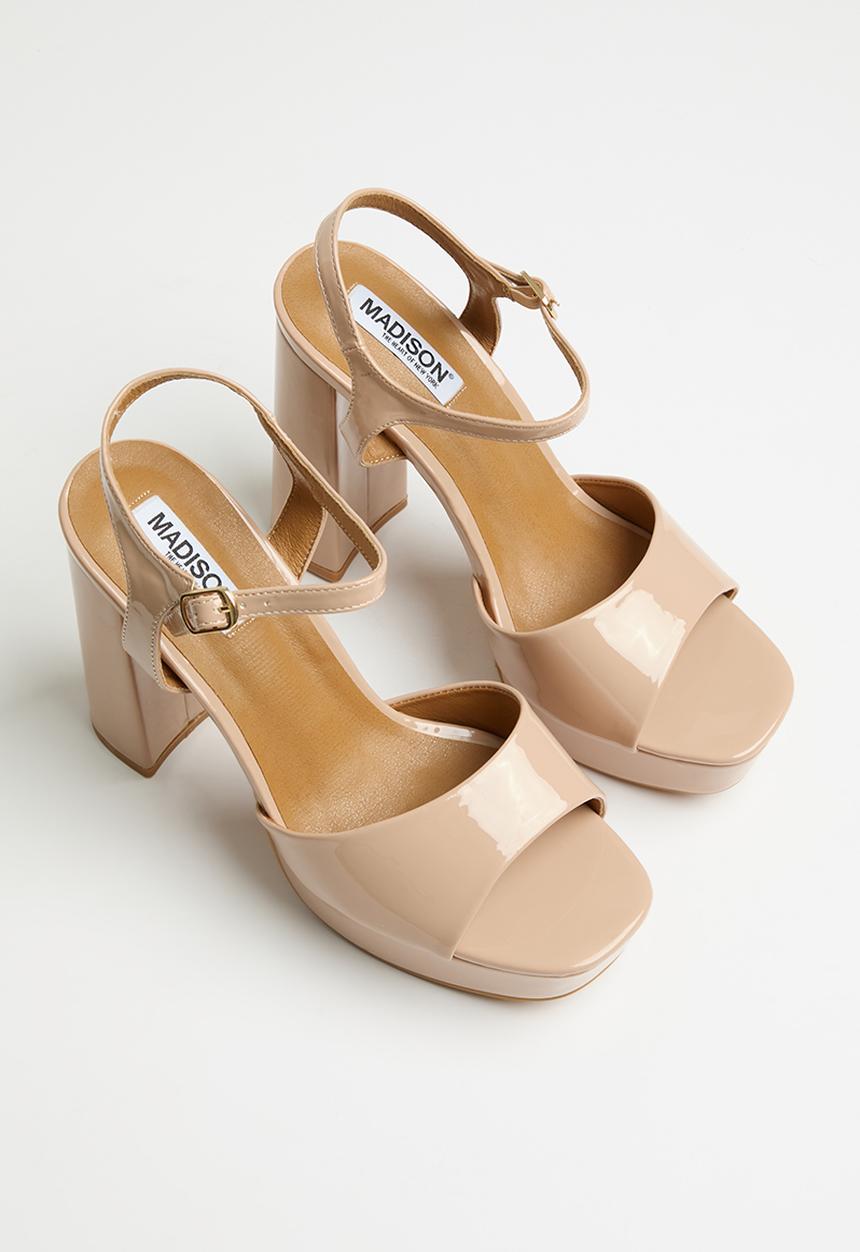 Madison® - Aubrey platform ankle tie blockheel sandal - ecru