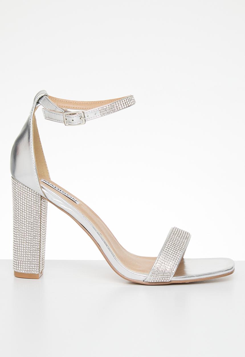 Madison® - Angel ankle tie blockheel sandal - silver