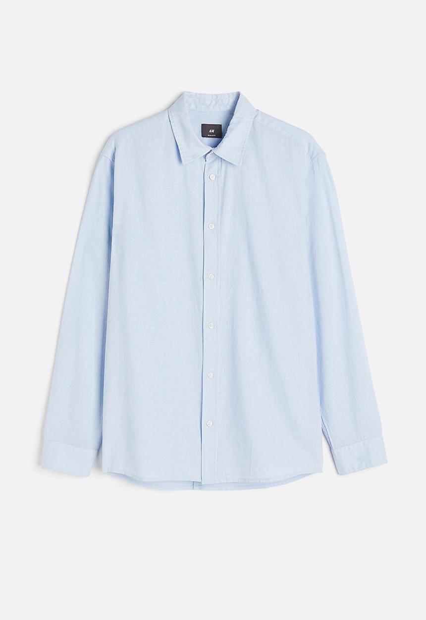 H&M - Regular fit linen-blend shirt - light blue