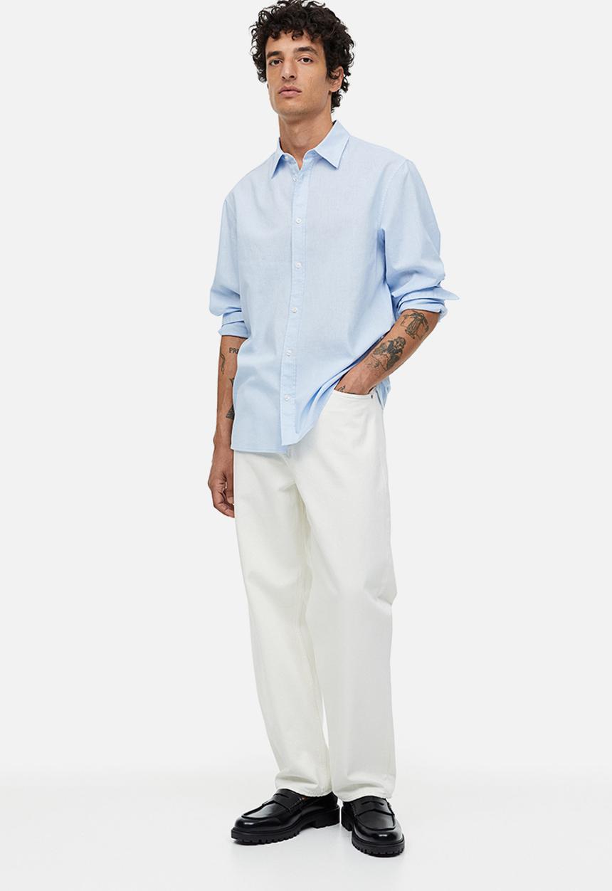 H&M - Regular fit linen-blend shirt - light blue
