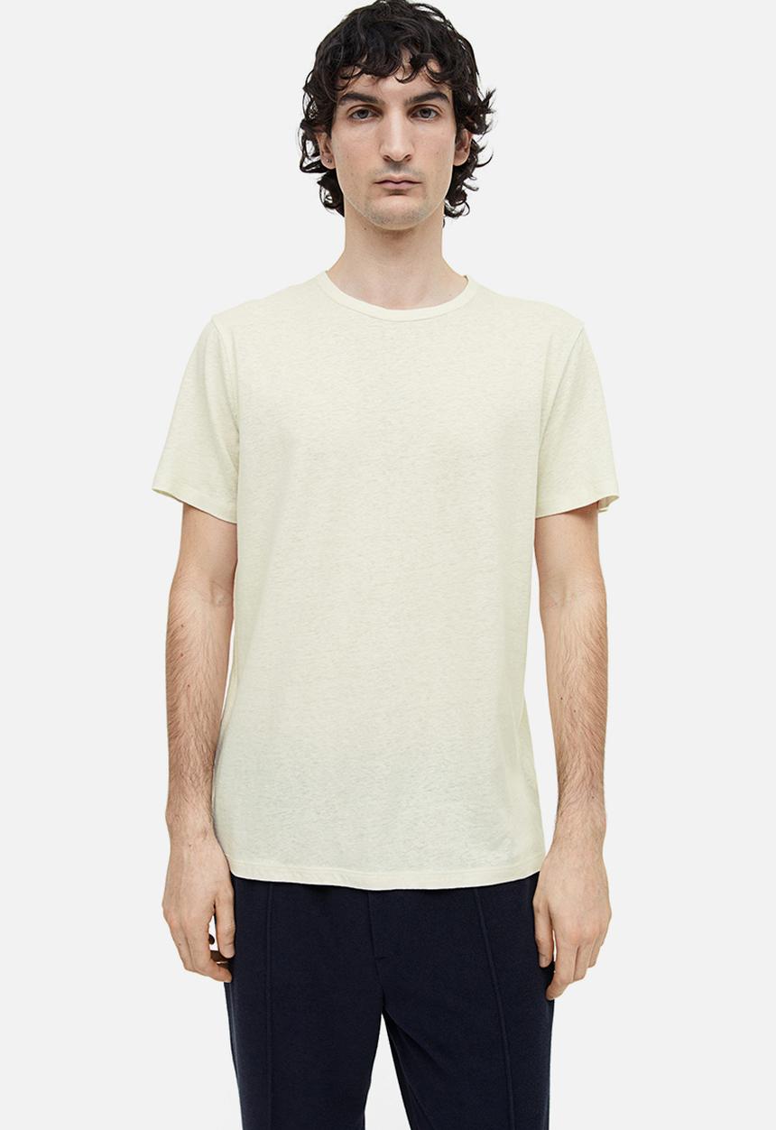 H&M - Regular fit linen-blend T-shirt - white