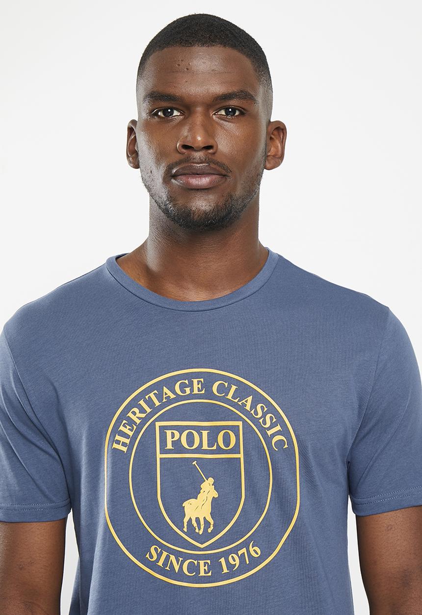POLO - Mens short heritage logo tee - blue 