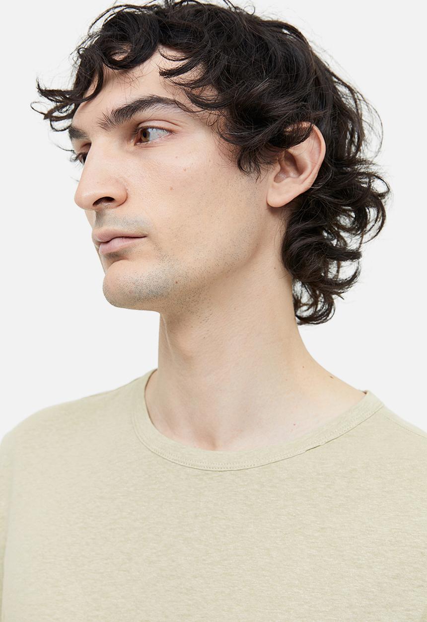 H&M - Regular fit linen-blend t-shirt - light green-beige