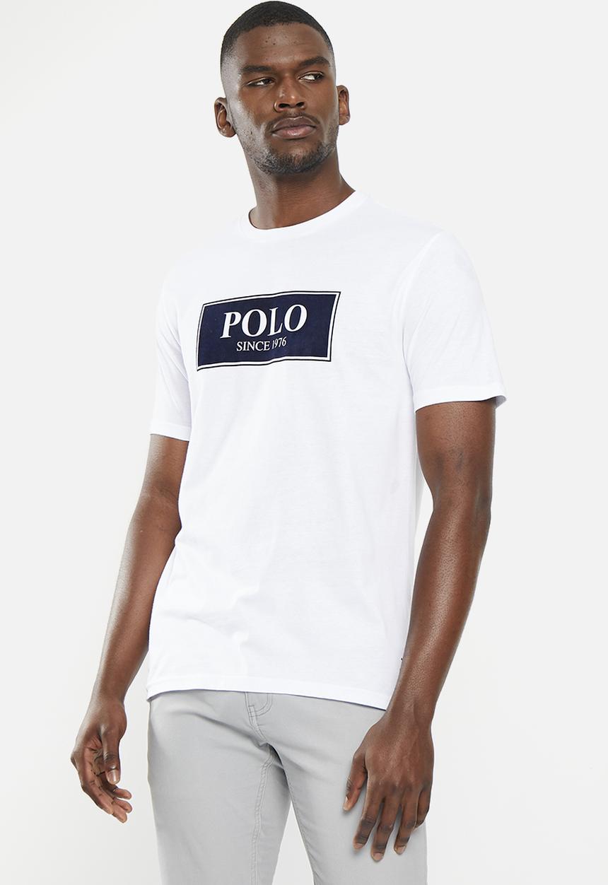 POLO - Mens short sleeve flock logo tee - white 