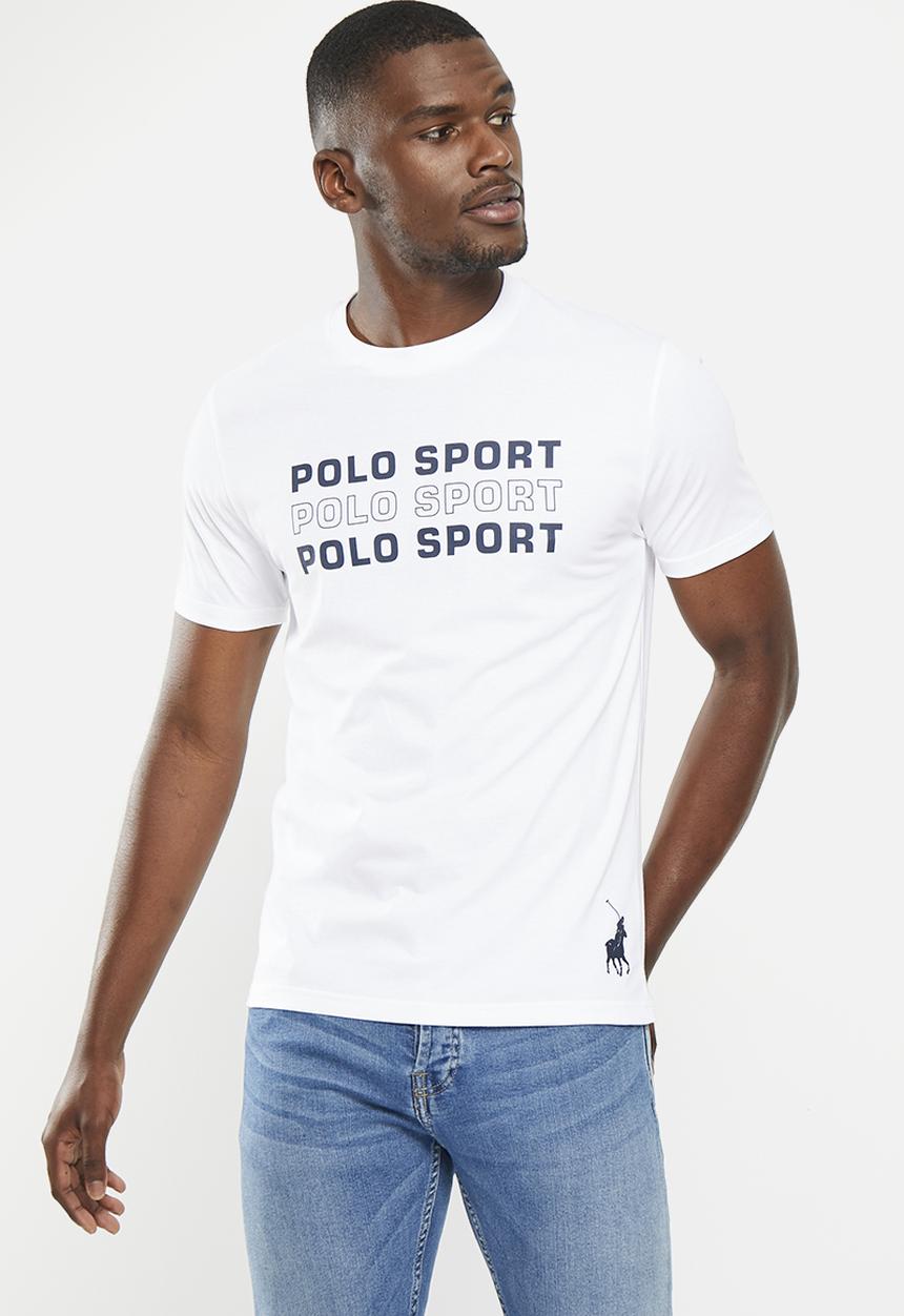 POLO - Men sport short sleeve multi logo tee - white