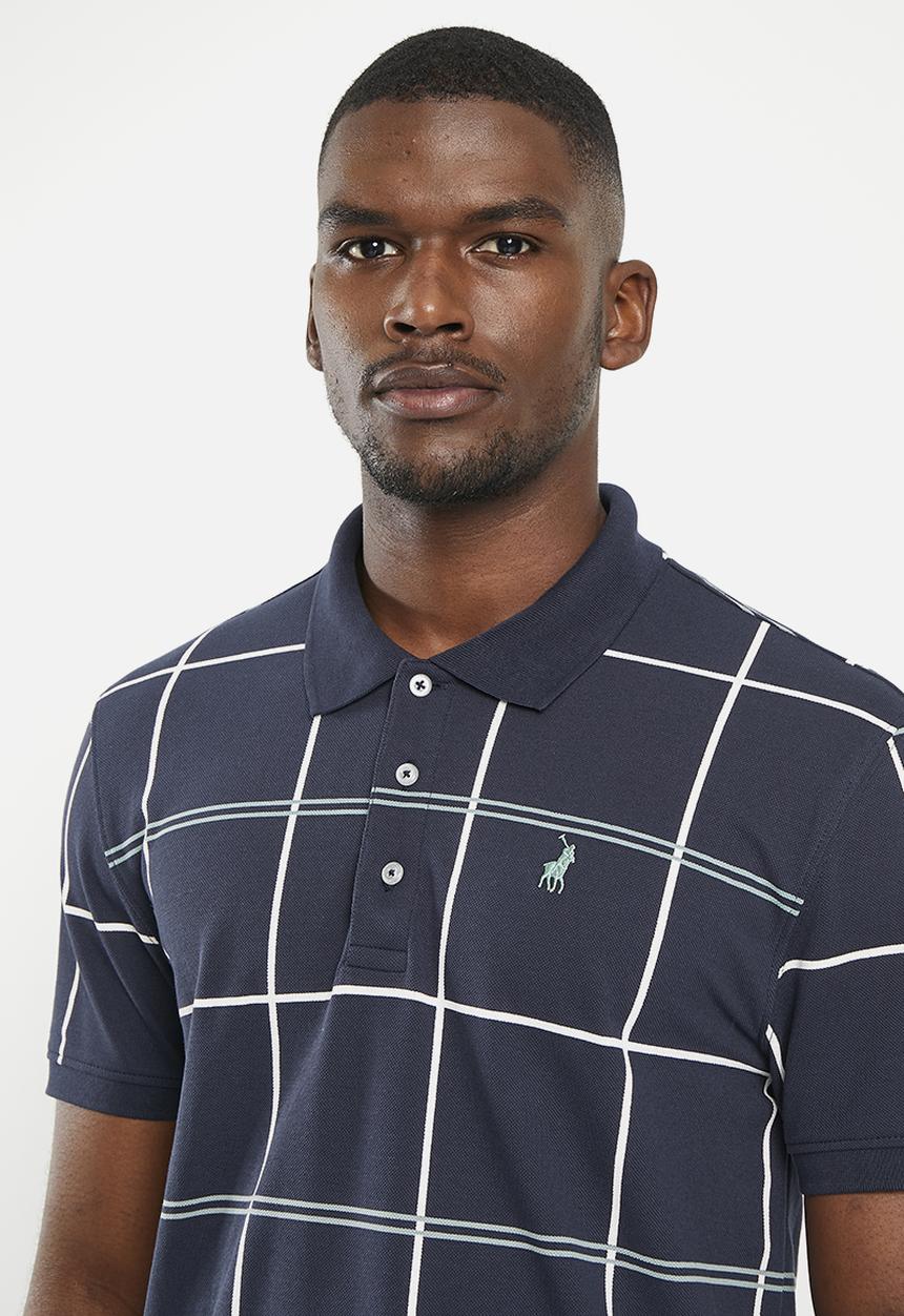 POLO - Mens check printed short sleeve golfer - navy