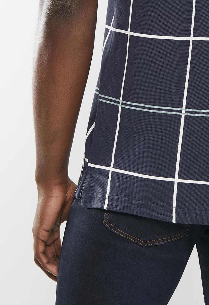 POLO - Mens check printed short sleeve golfer - navy