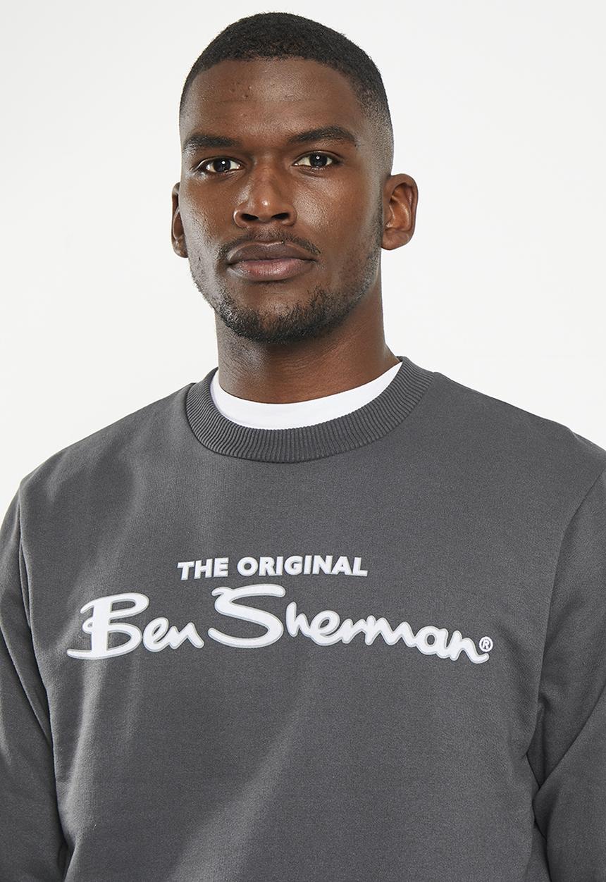 Ben Sherman - Signature flock crew sweater - charcoal