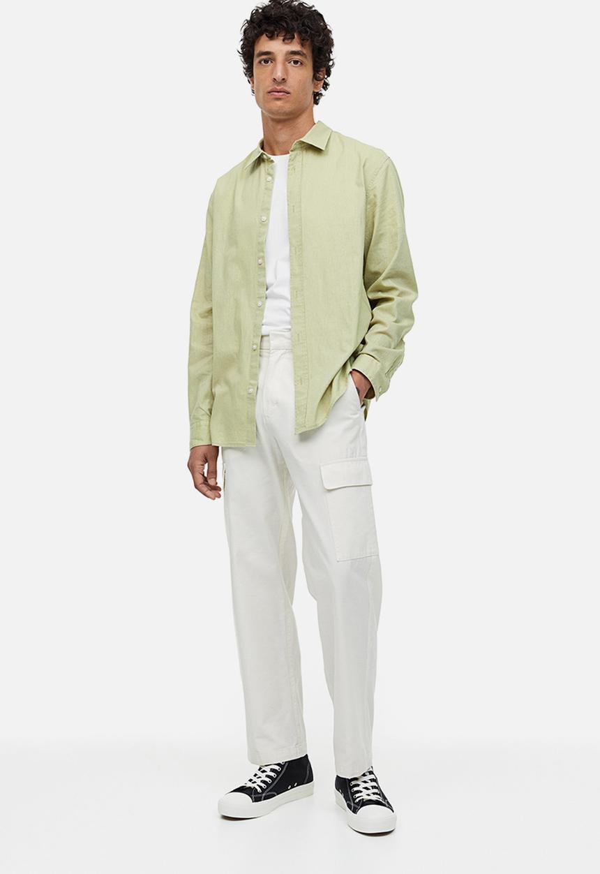 H&M - Regular fit linen-blend shirt - light green