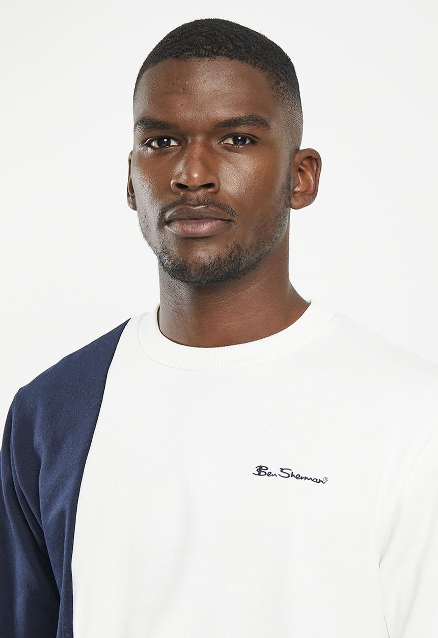 Ben Sherman - Col block crew sweater - ivory