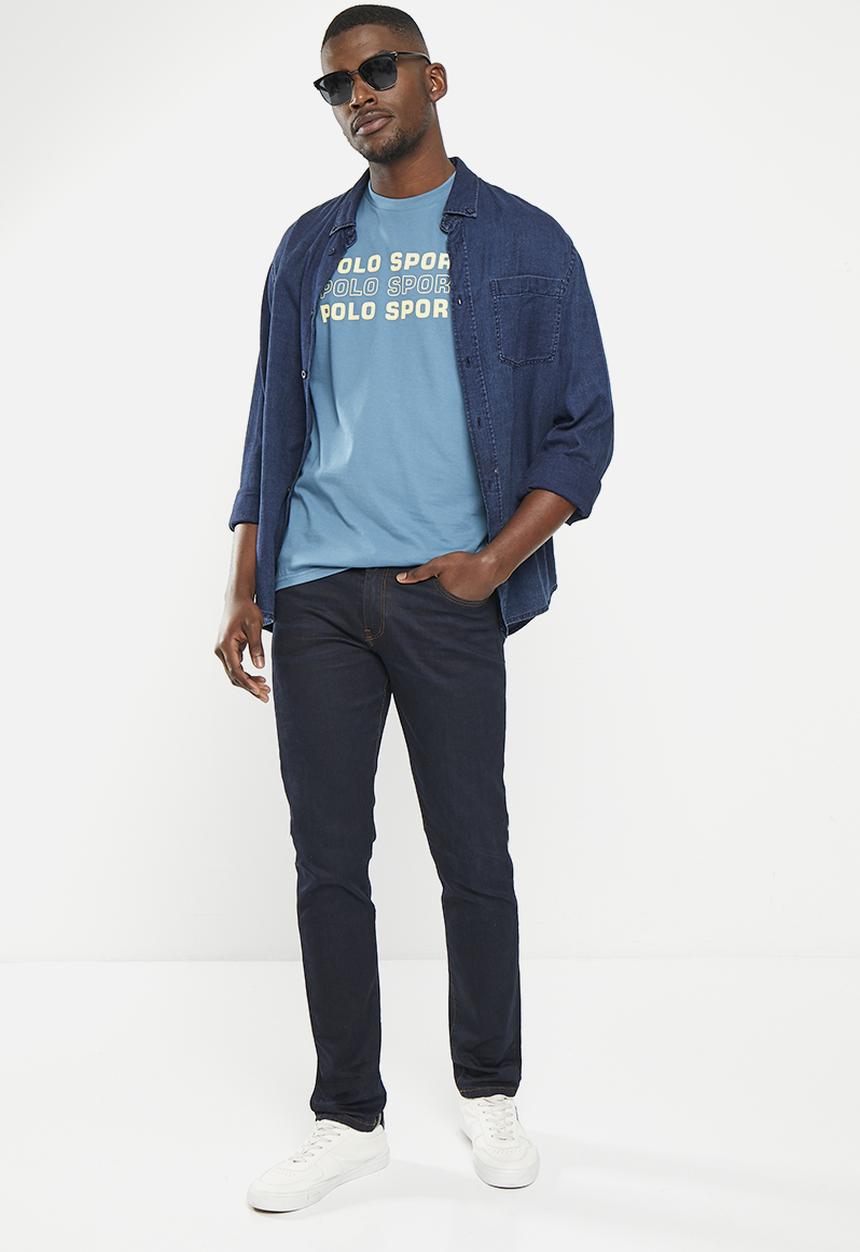 POLO - Men sport short sleeve multi logo tee - teal