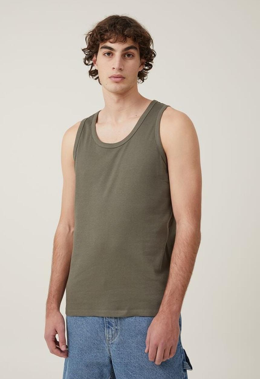 Cotton On - Loose fit rib tank - military