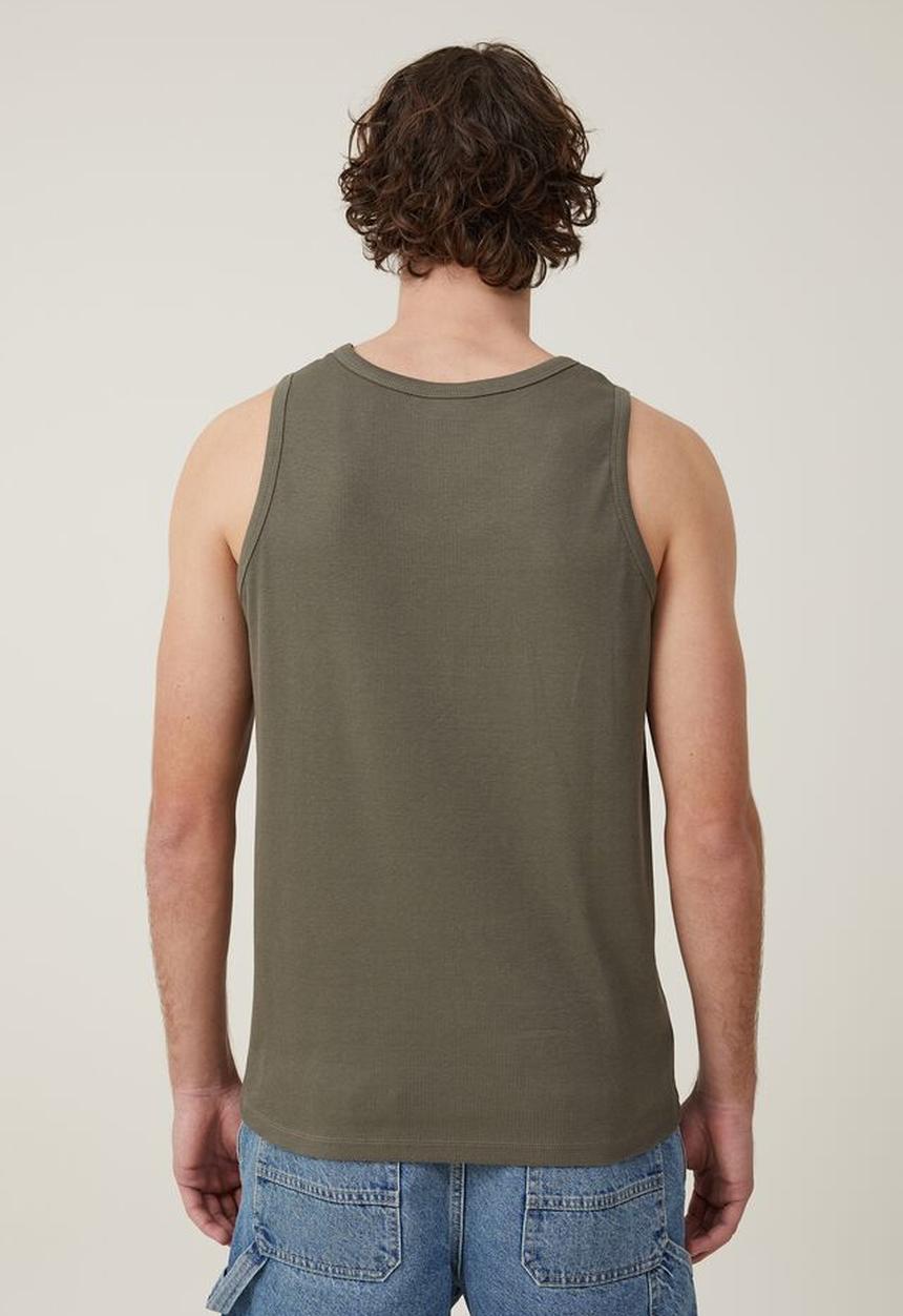 Cotton On - Loose fit rib tank - military