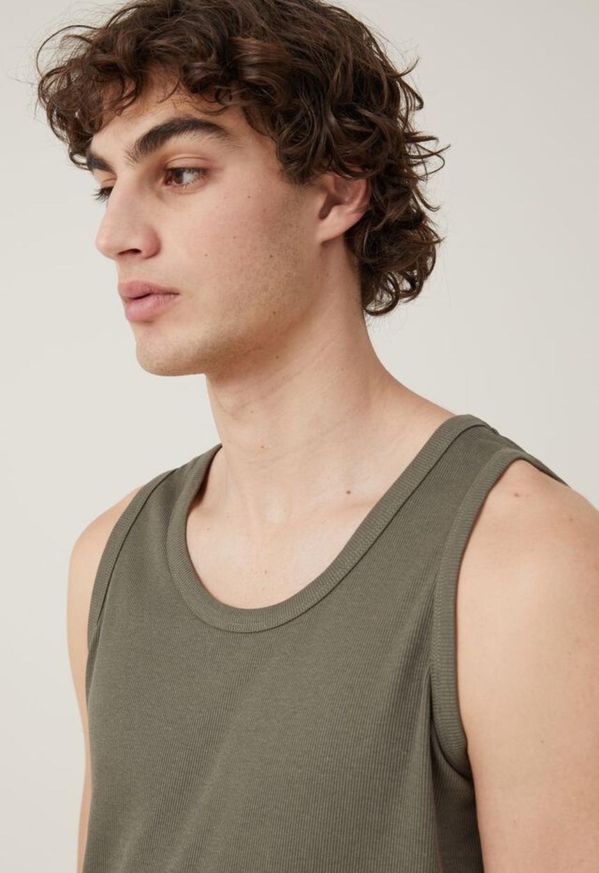 Cotton On - Loose fit rib tank - military