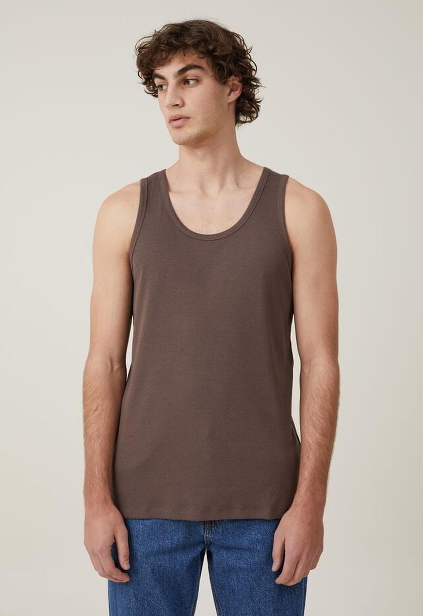 Cotton On - Loose fit rib tank - washed chocolate