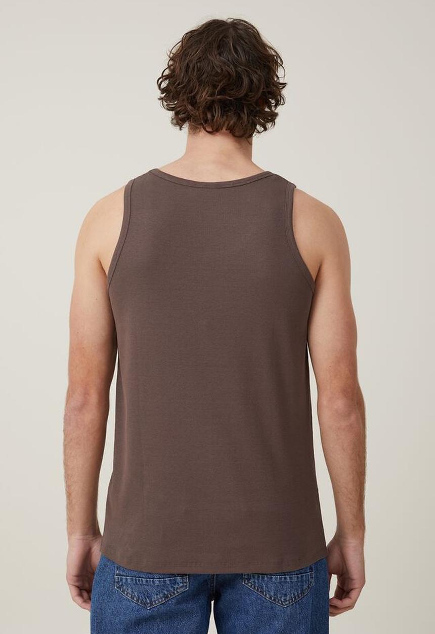 Cotton On - Loose fit rib tank - washed chocolate