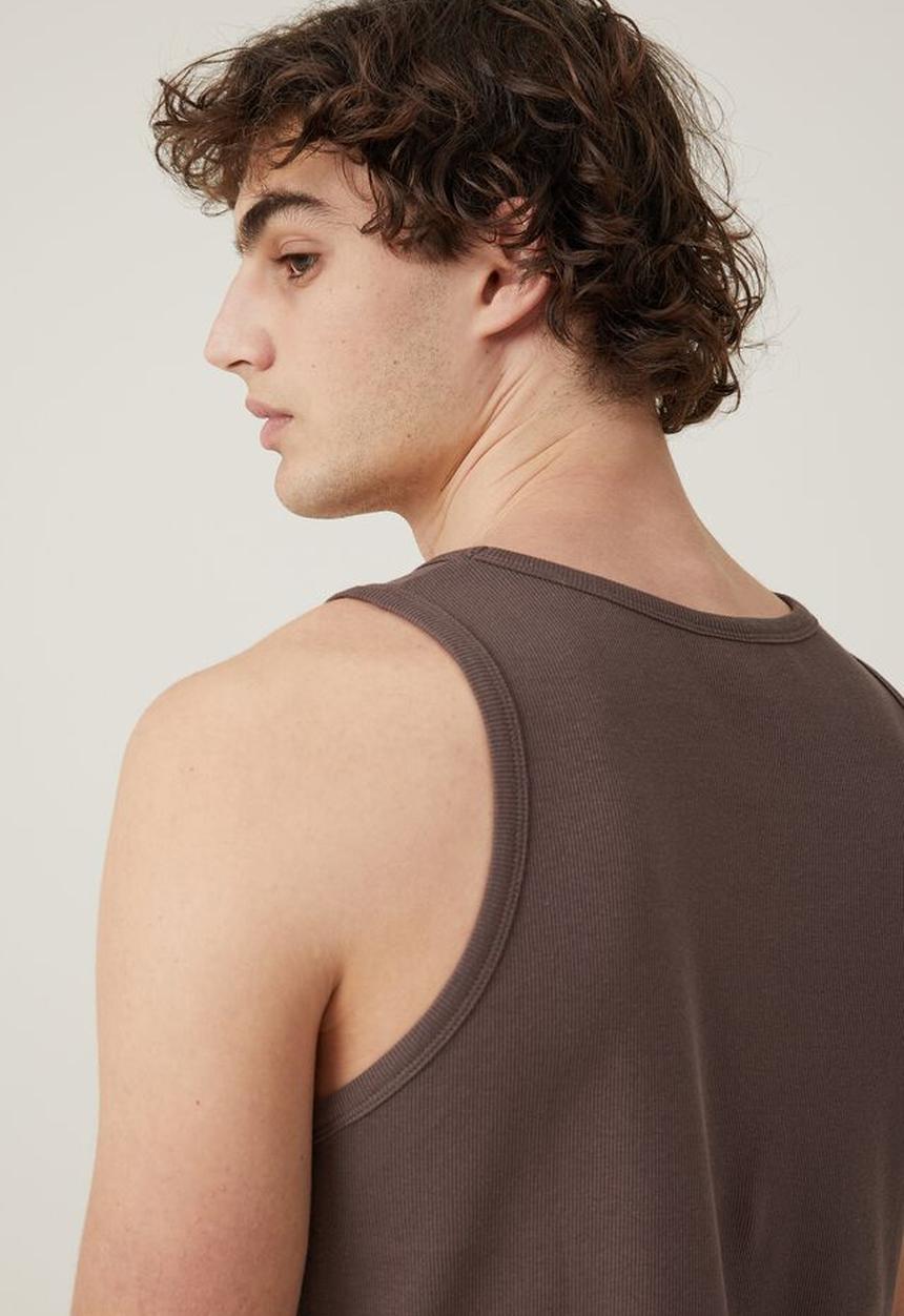 Cotton On - Loose fit rib tank - washed chocolate