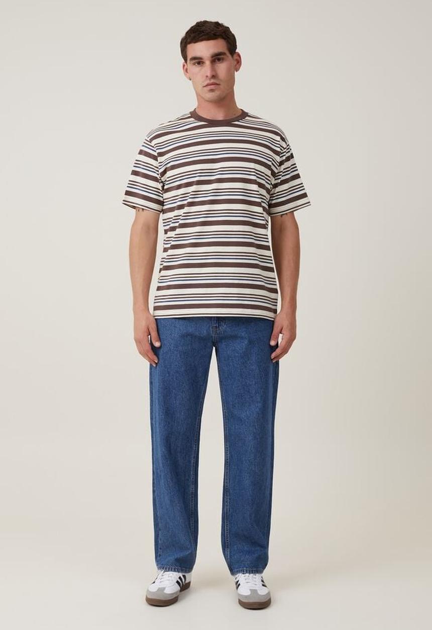 Cotton On - Loose fit stripe t-shirt - creampuff triple stripe