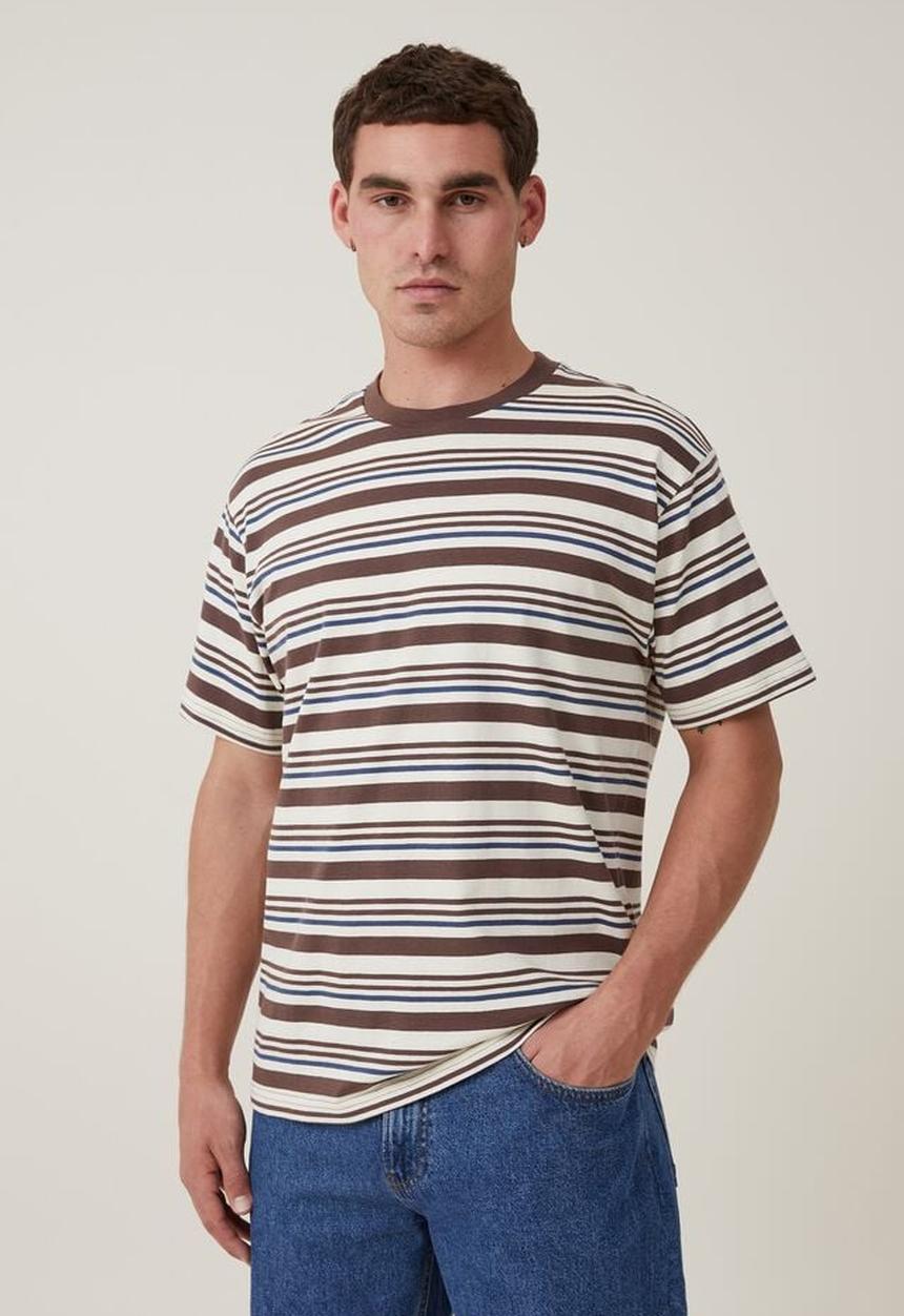Cotton On - Loose fit stripe t-shirt - creampuff triple stripe