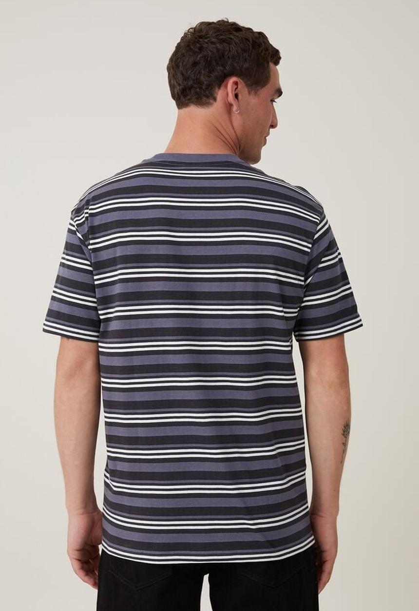 Cotton On - Loose fit stripe t-shirt - washed black triple stripe