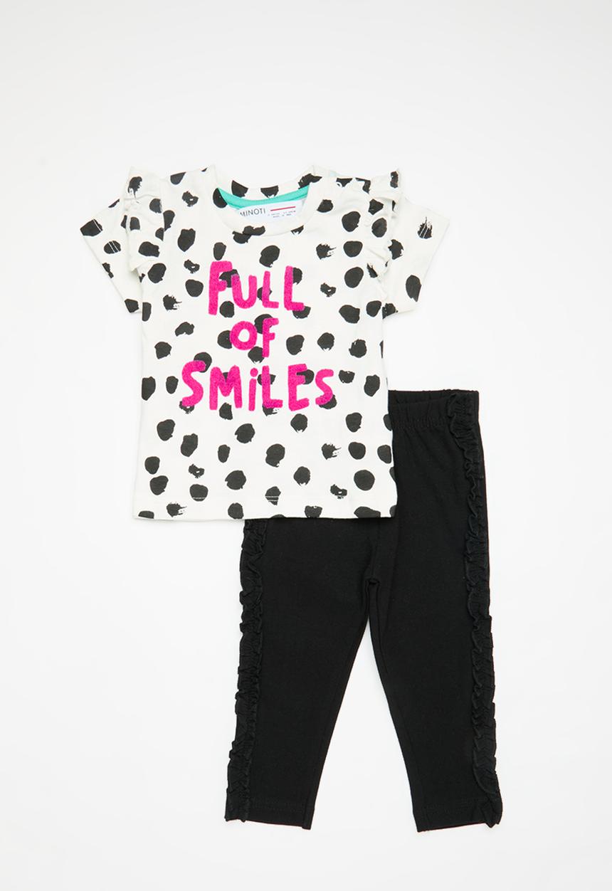MINOTI - 2pc AOP T-shirt & legging set - black/white