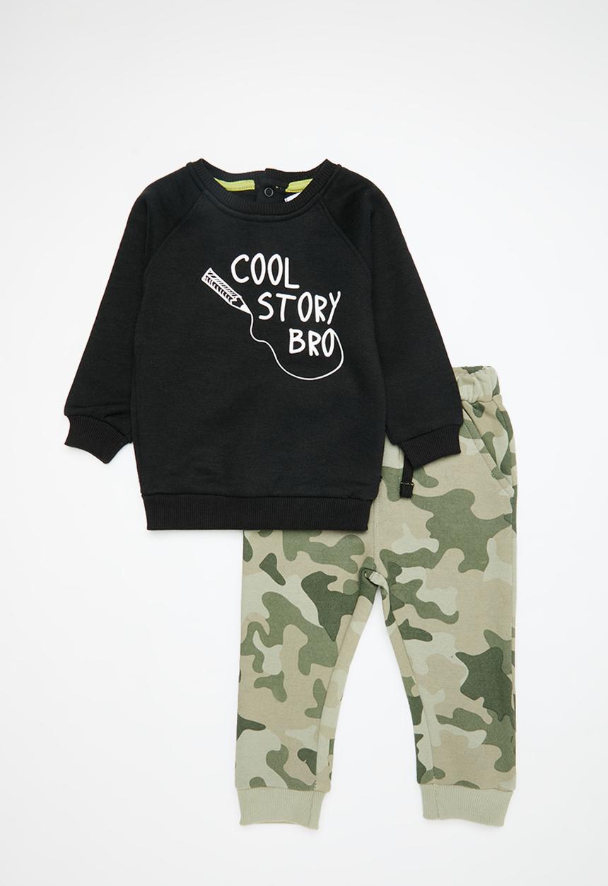 MINOTI - 2pc top & aop legging set - black/camo