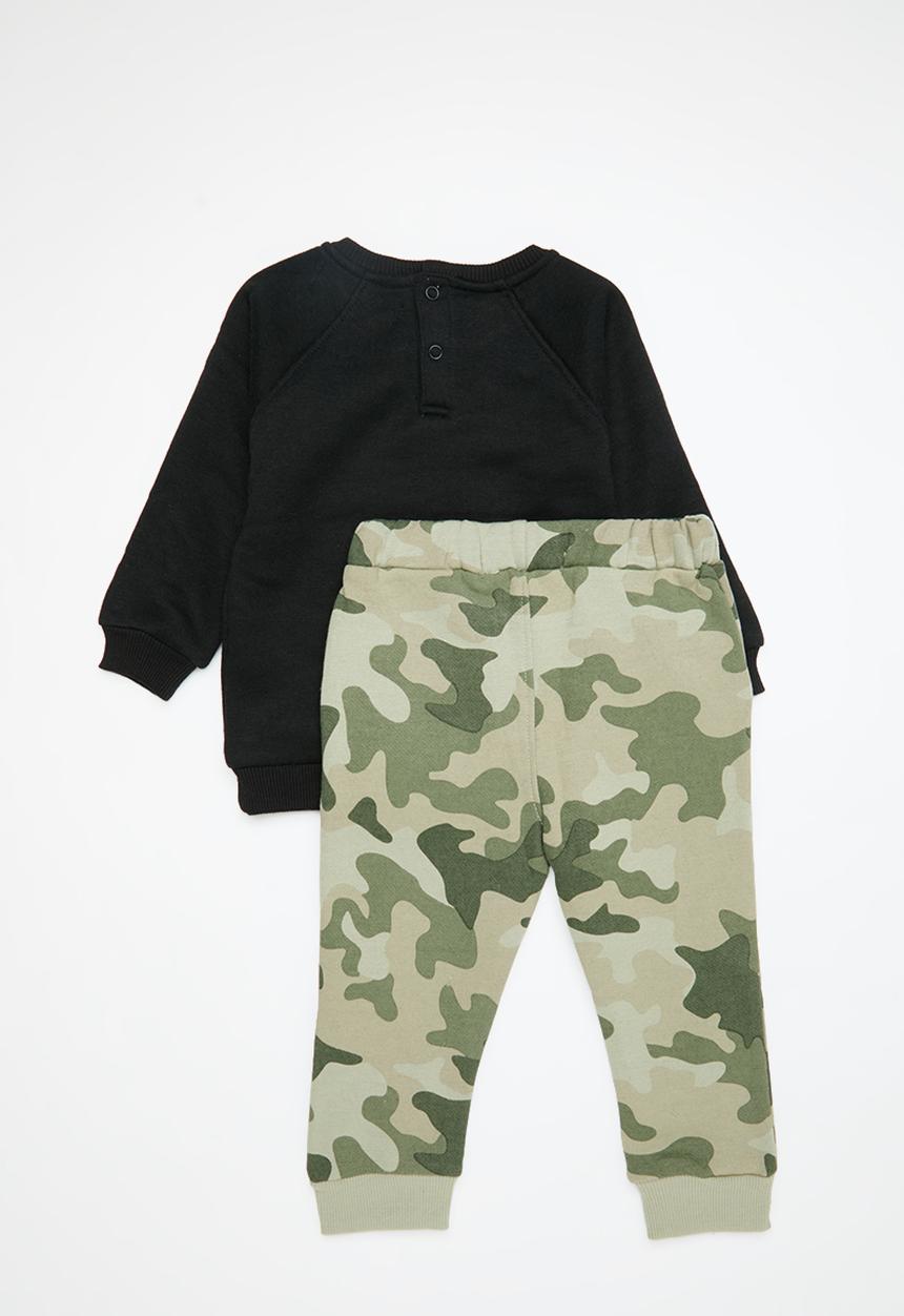 MINOTI - 2pc top & aop legging set - black/camo