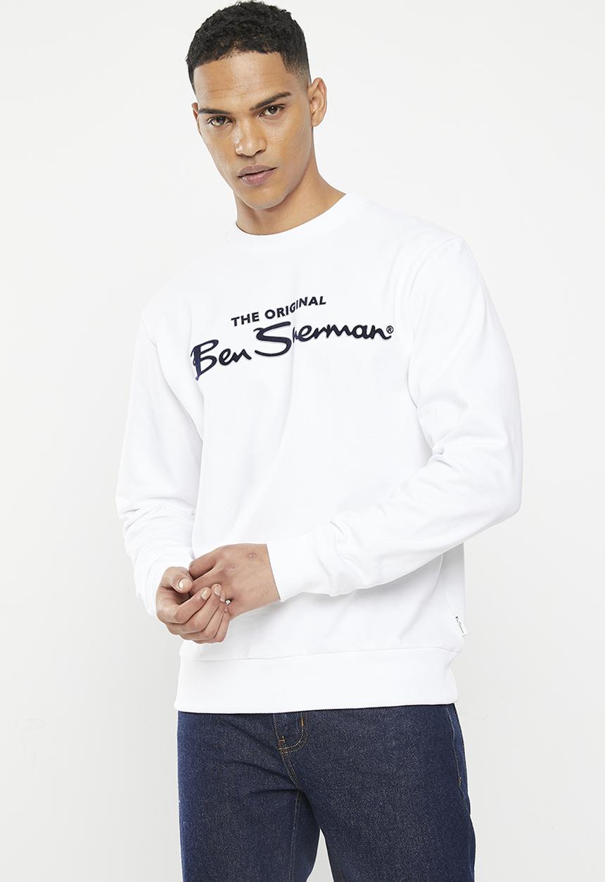 Ben Sherman - Signature flock crew sweater - white
