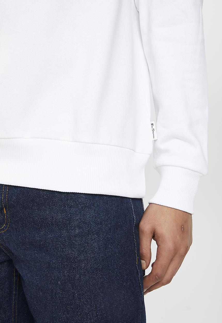 Ben Sherman - Signature flock crew sweater - white