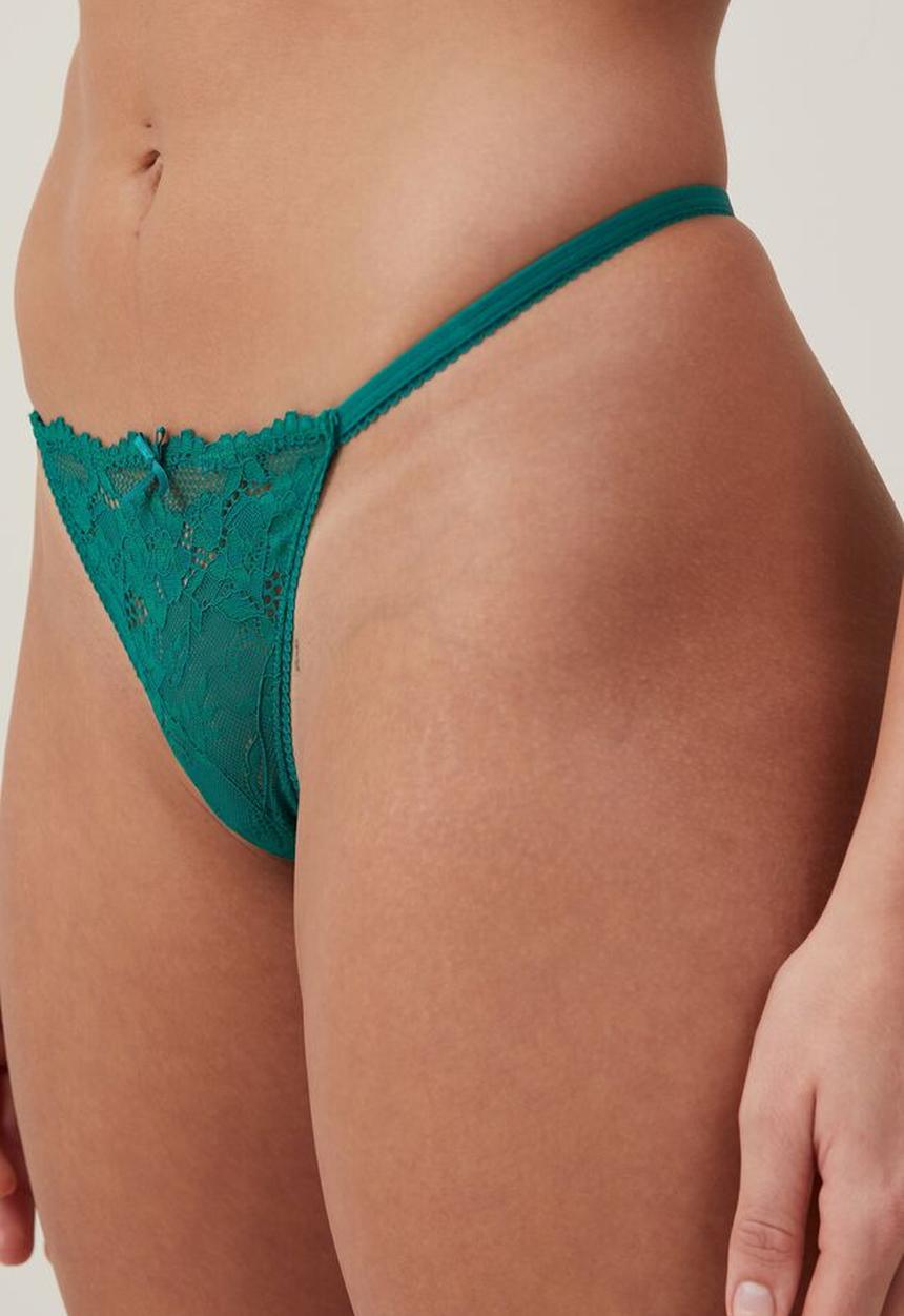 Cotton On - Everyday lace tanga g string brief - ultramarine green