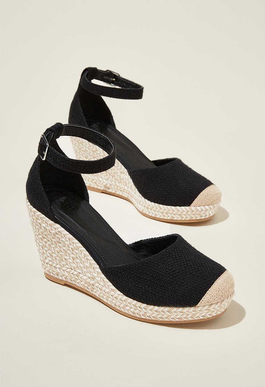 Cotton On - Chris closed toe espadrille heel - black woven