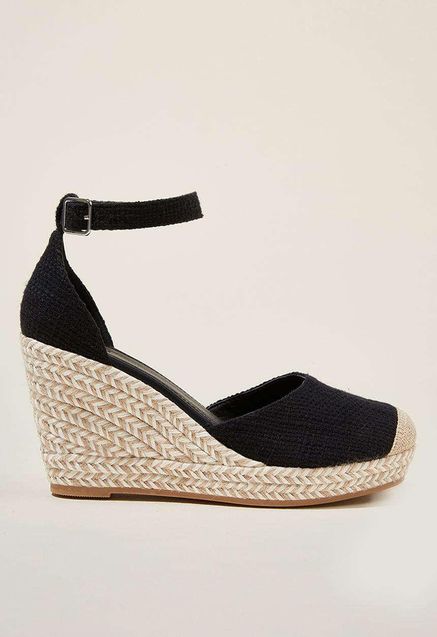 Cotton On - Chris closed toe espadrille heel - black woven