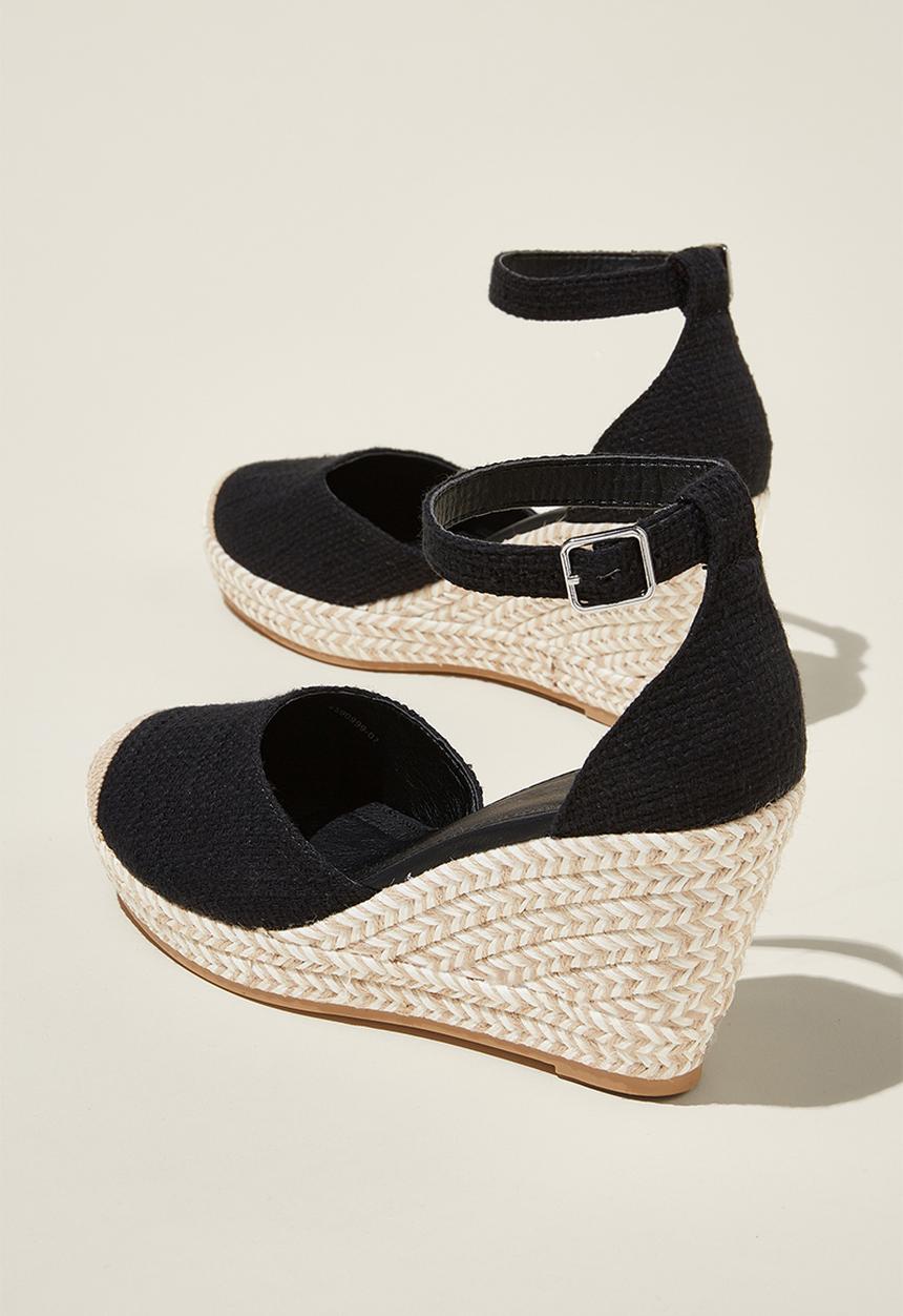 Cotton On - Chris closed toe espadrille heel - black woven