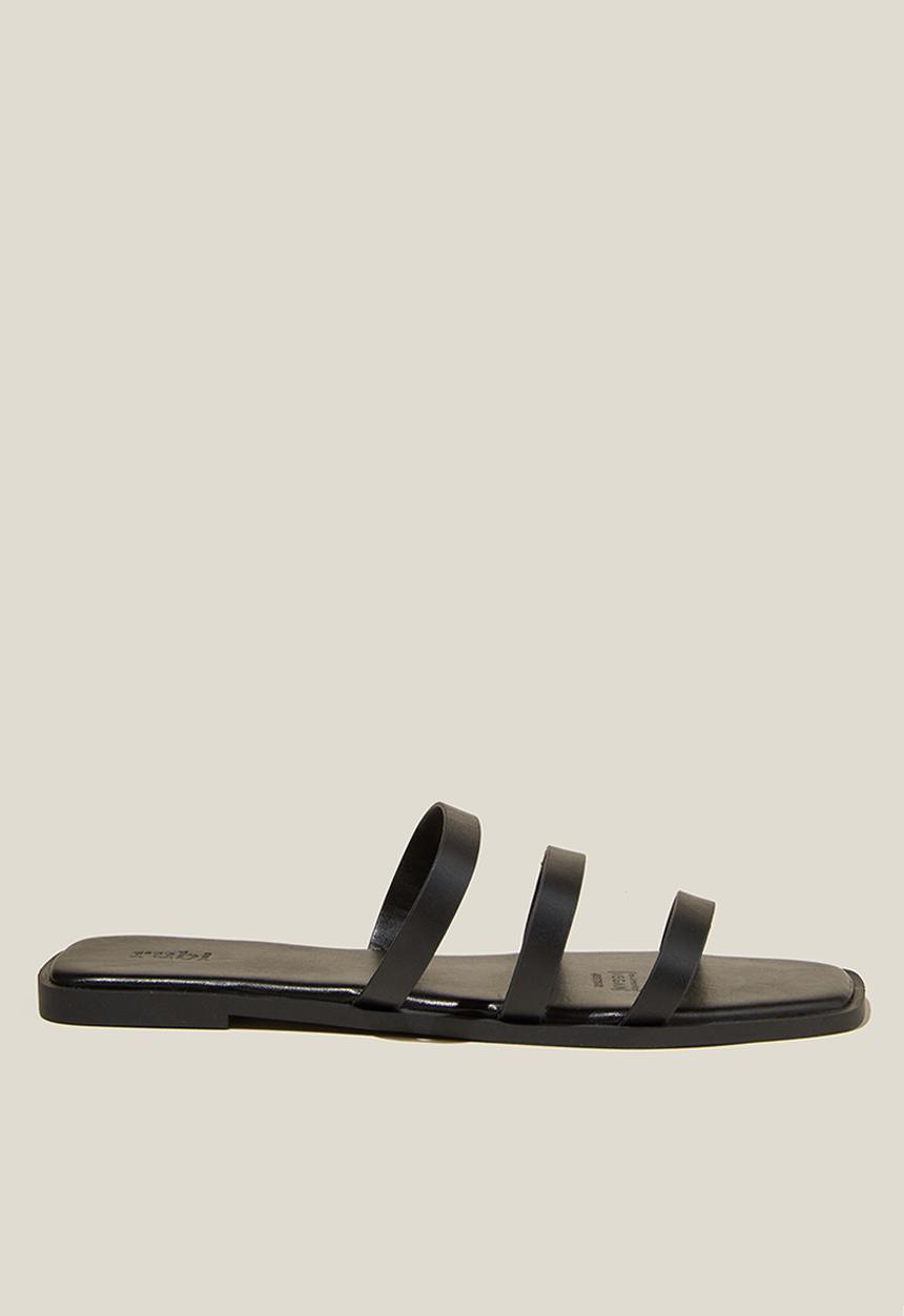 Cotton On - Burleigh triple strap slide - black vegan leather
