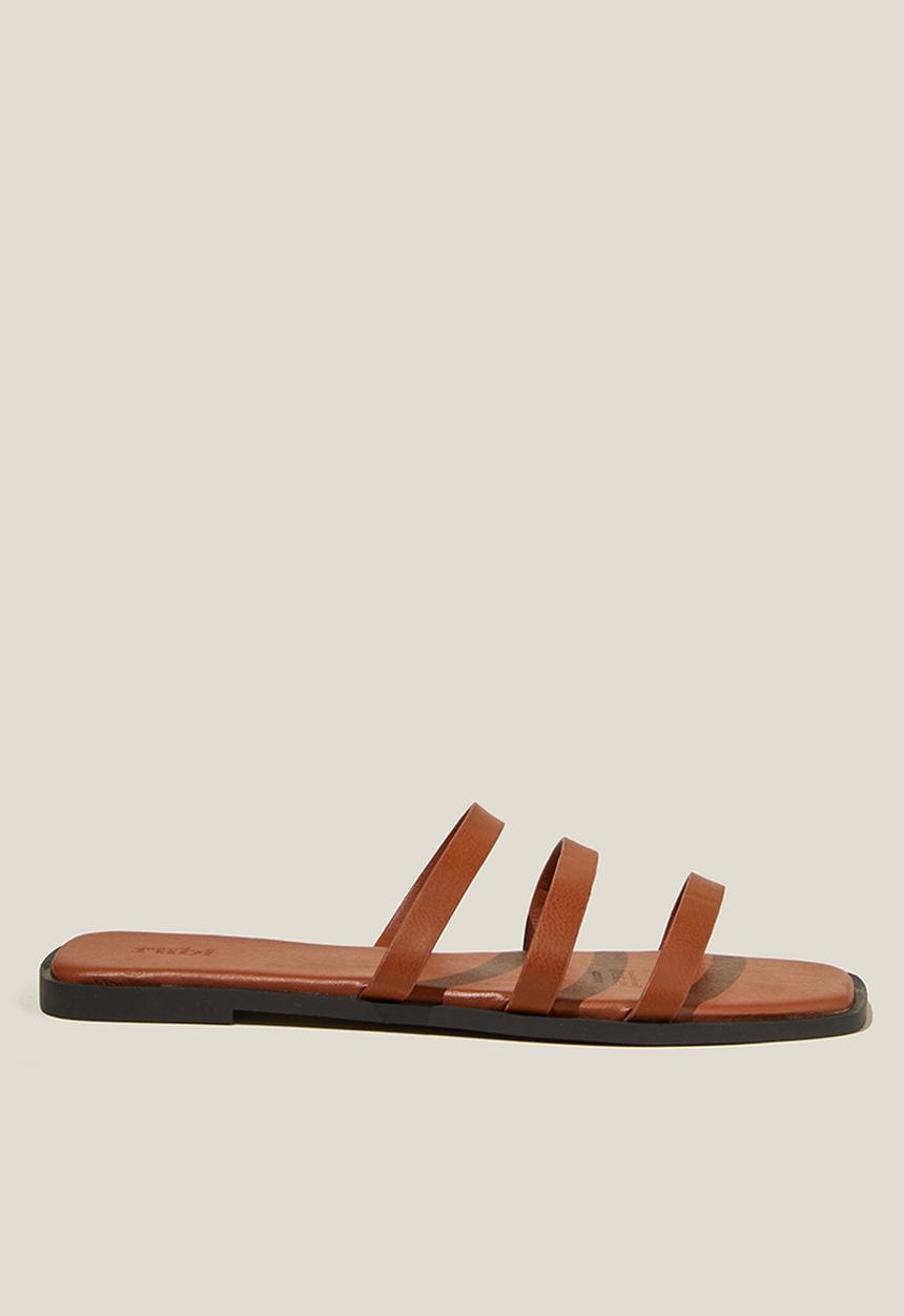 Cotton On - Burleigh triple strap slide - tan vegan leather