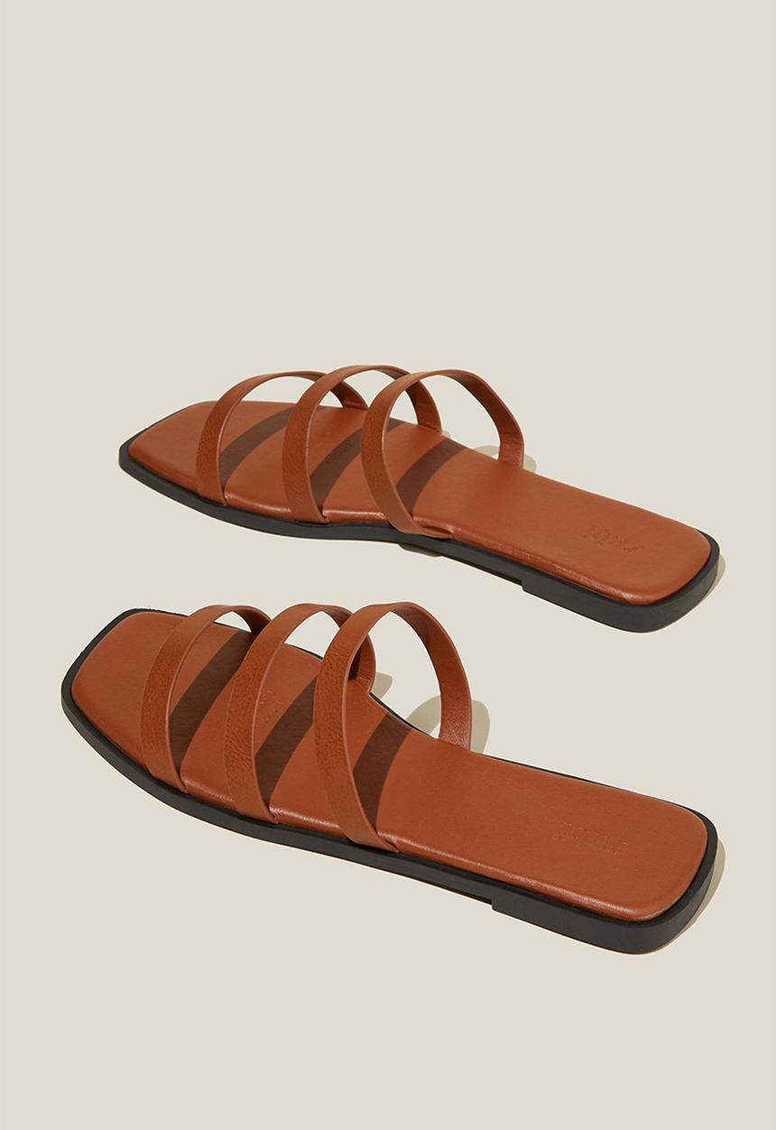 Cotton On - Burleigh triple strap slide - tan vegan leather