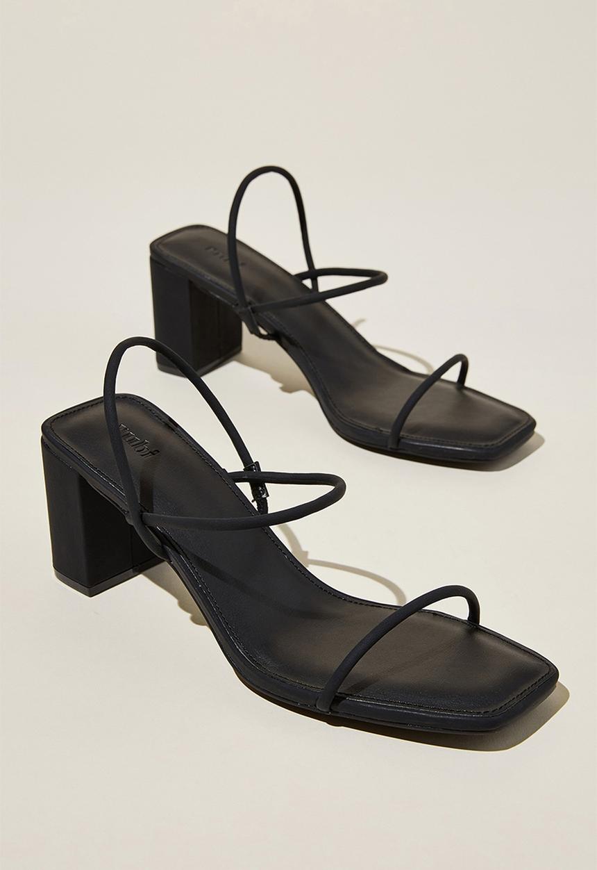 Cotton On - Billy tubular slingback block heel - black