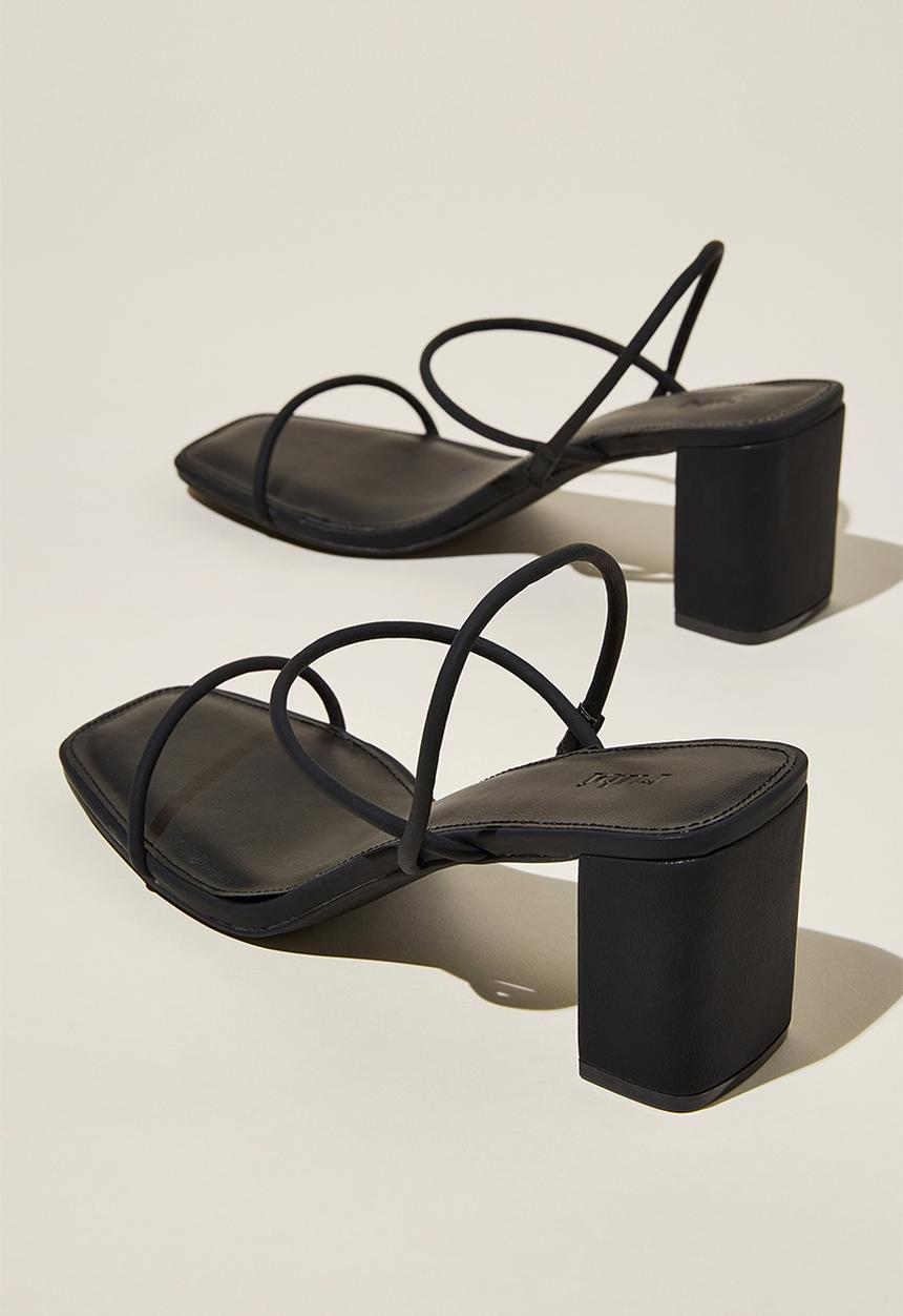 Cotton On - Billy tubular slingback block heel - black