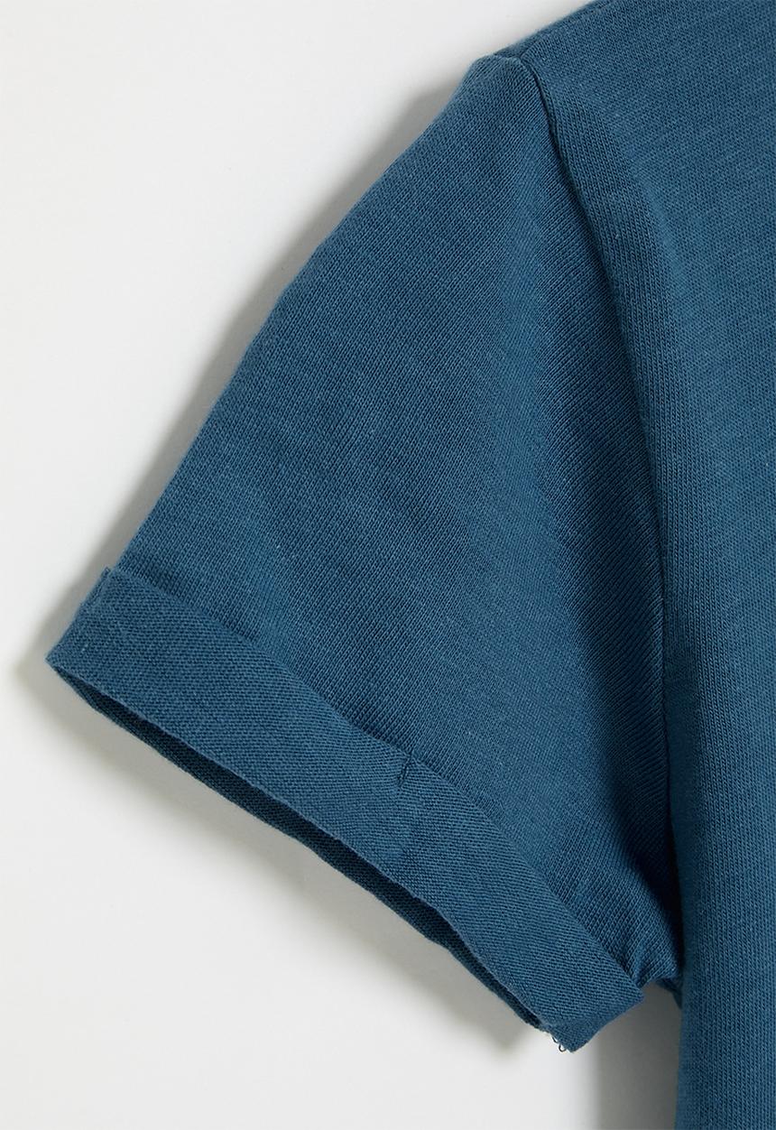 MINOTI - Boys blue basic smiley roll sleeve tee - blue