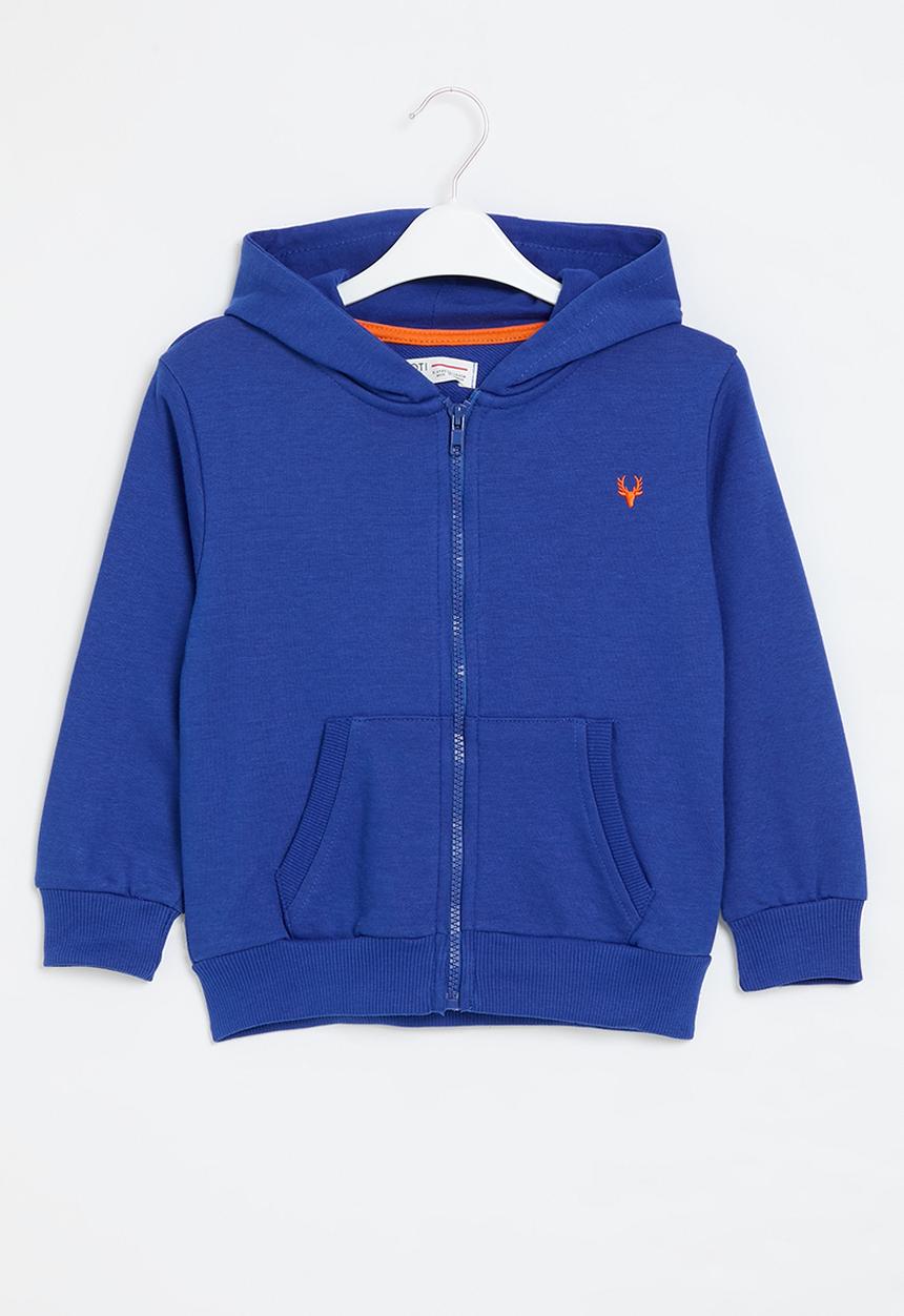 MINOTI - Boys royal basic emb fleece zip thru - blue