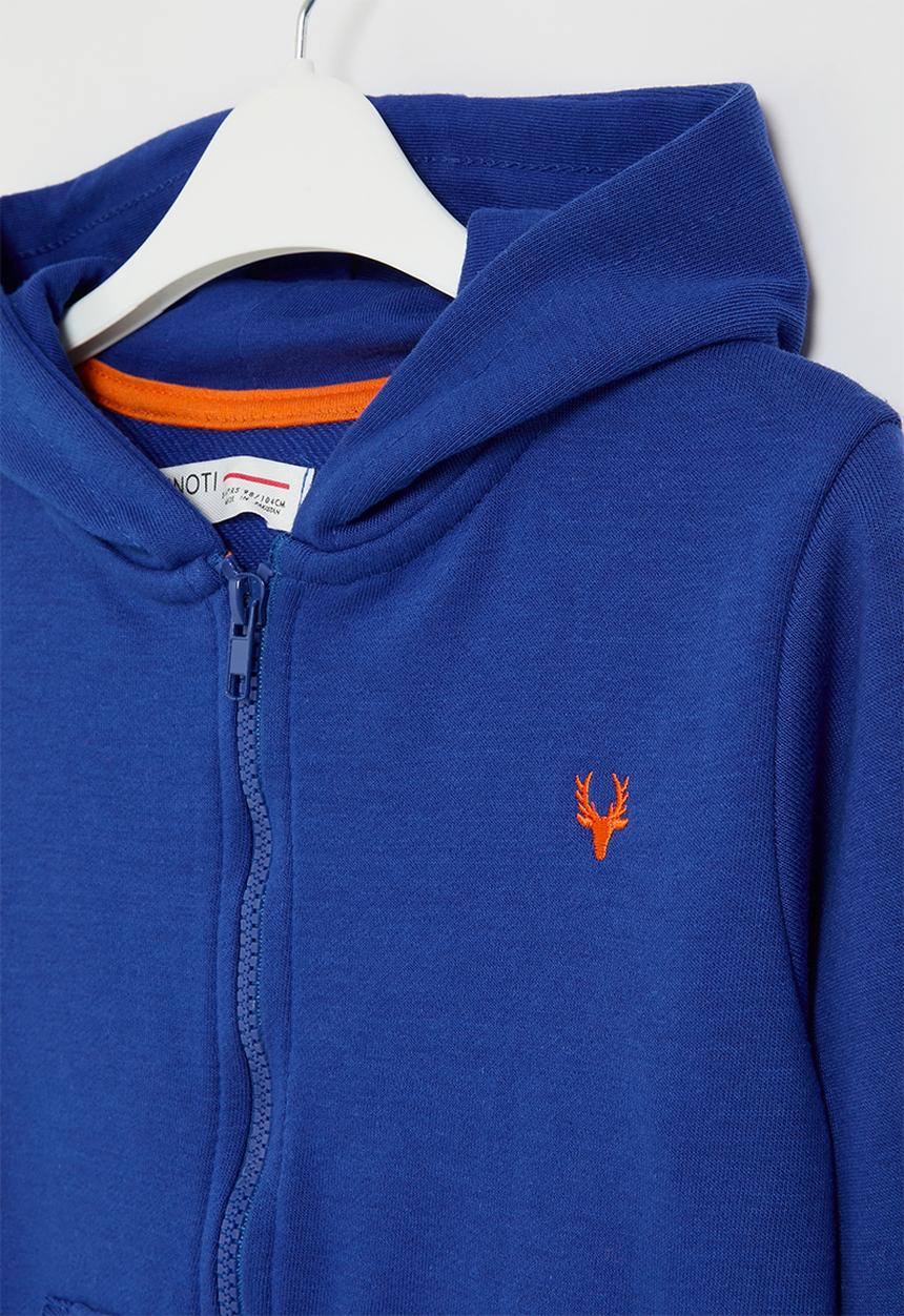 MINOTI - Boys royal basic emb fleece zip thru - blue