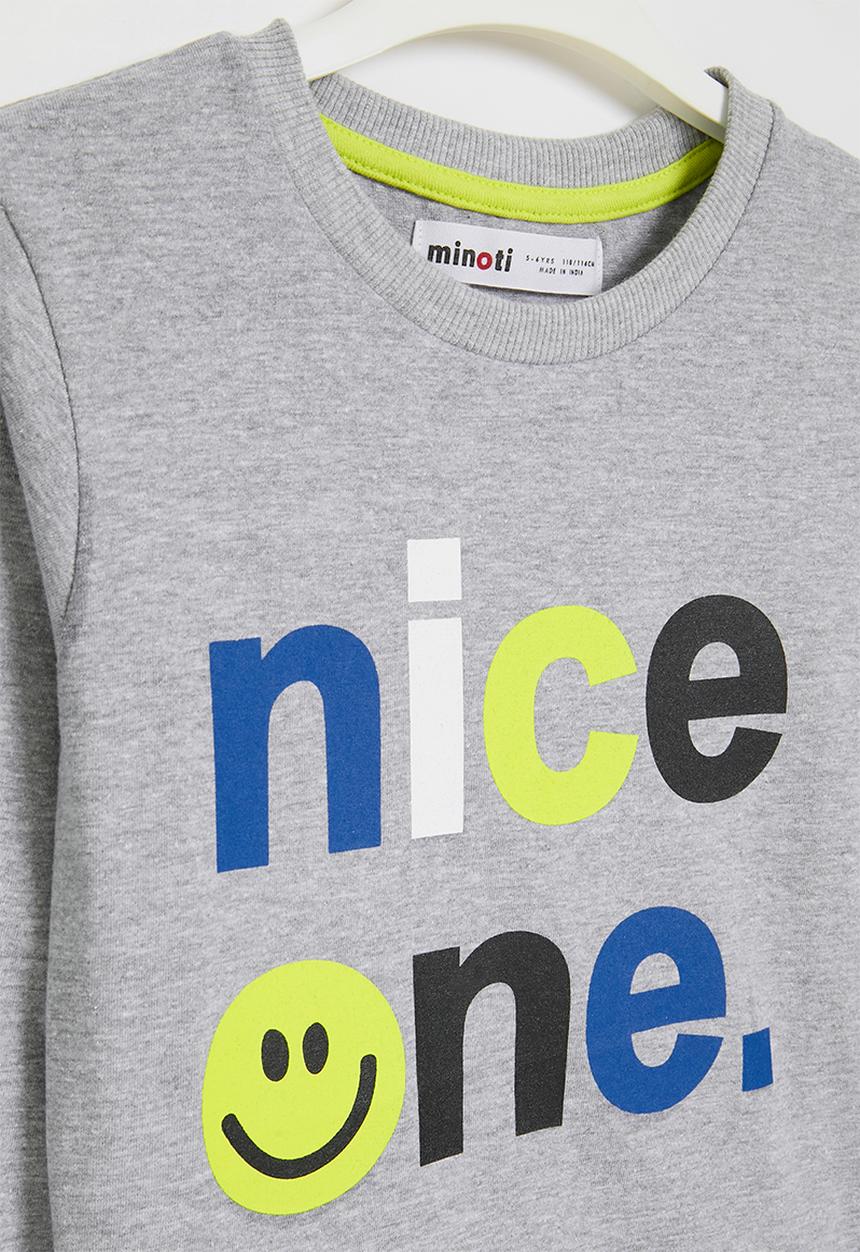 MINOTI - Boys basic nice one drop hem top - grey