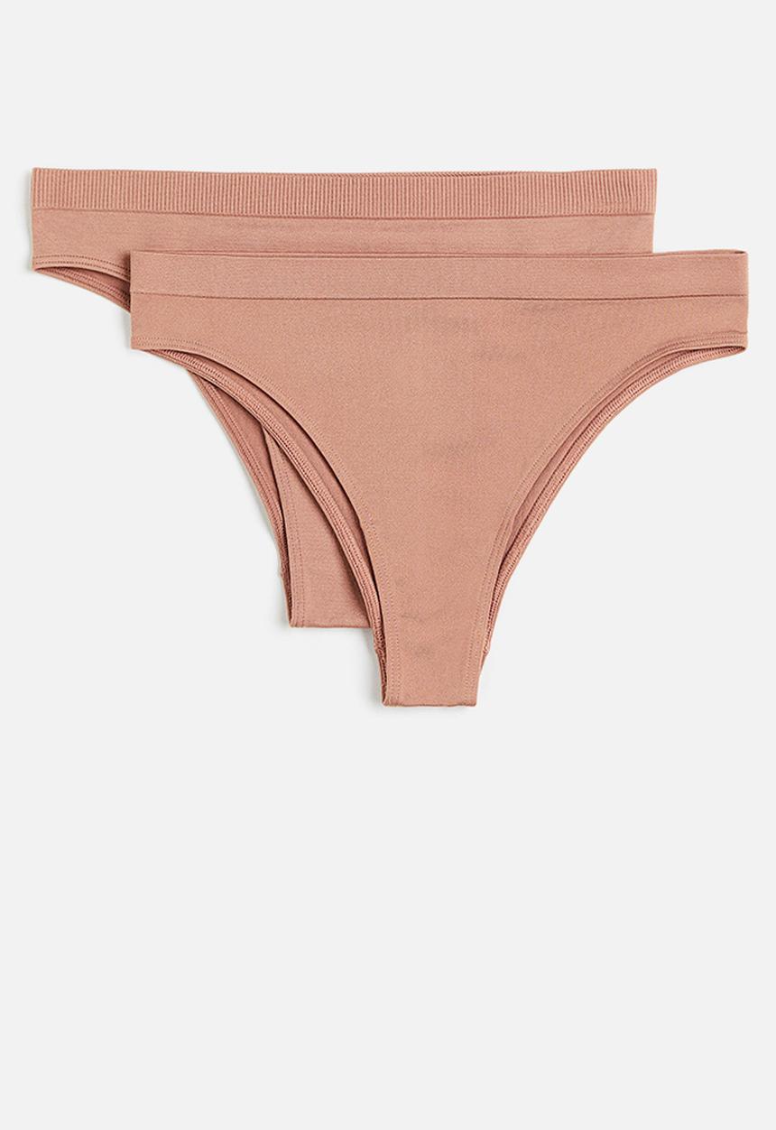 H&M - 2-Pack seamless briefs - dark beige
