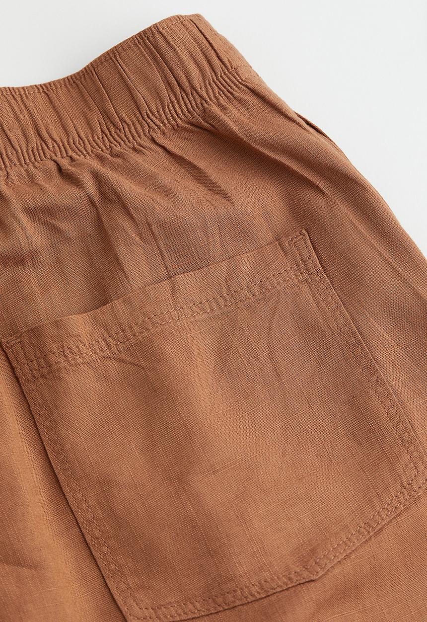 H&M - Linen-blend trousers - dark beige 