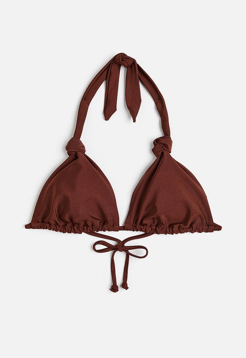 H&M - Padded triangle bikini top - dark brown 