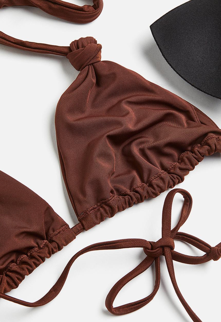 H&M - Padded triangle bikini top - dark brown 