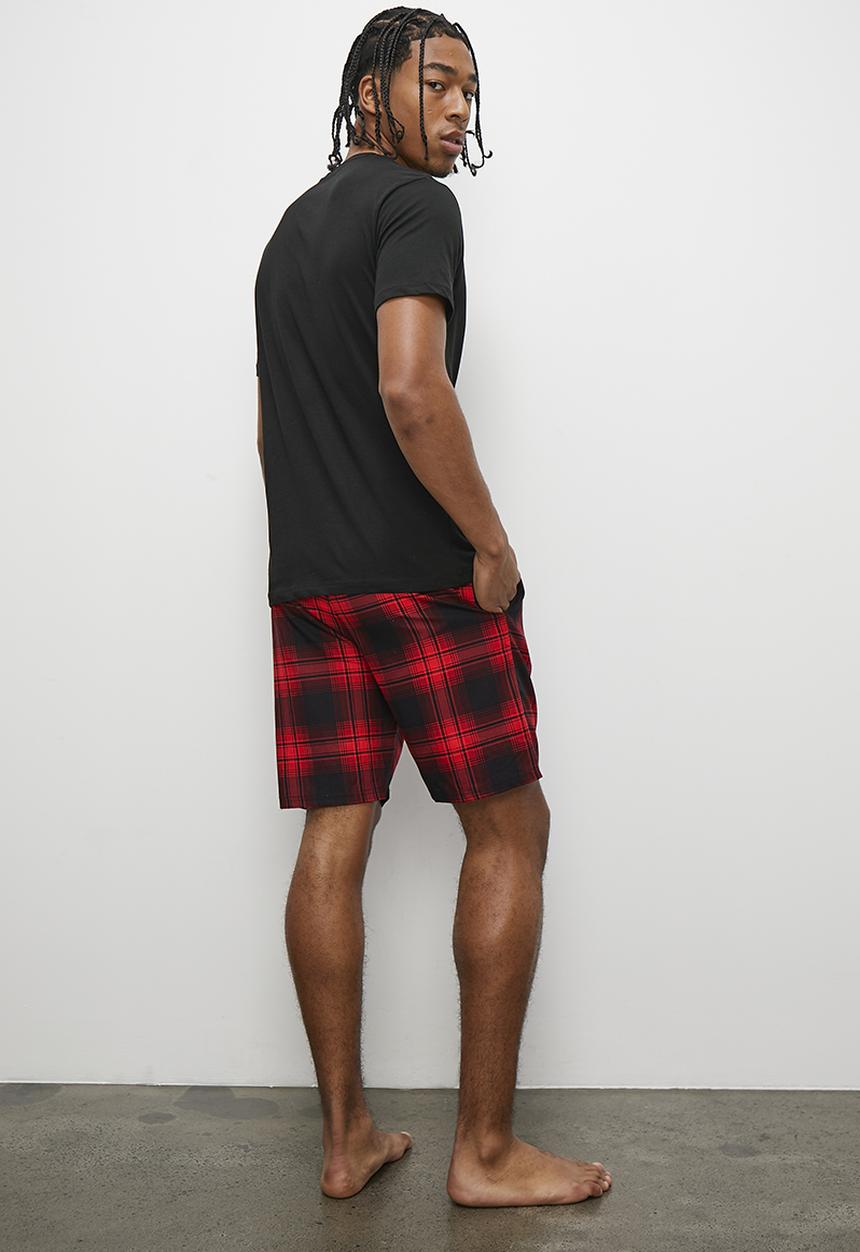STYLE REPUBLIC - Graphic sleep s/s tee & short set - black & red