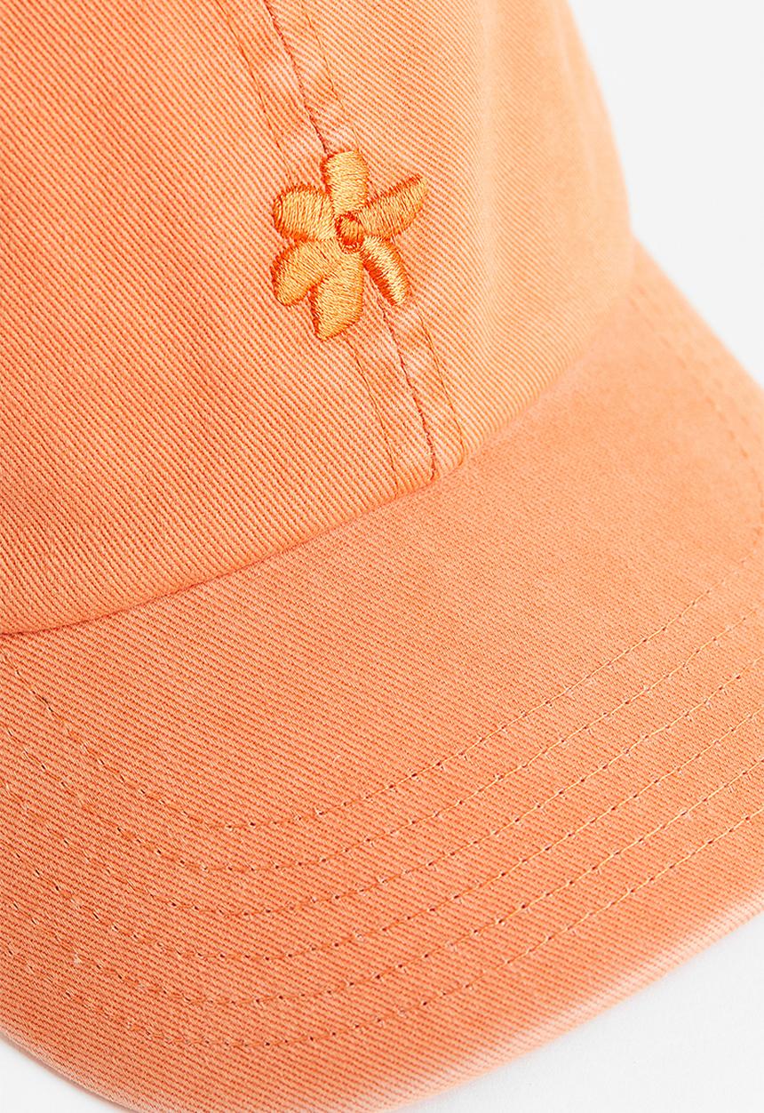 H&M - Embroidered motif cotton cap - pale orange flower