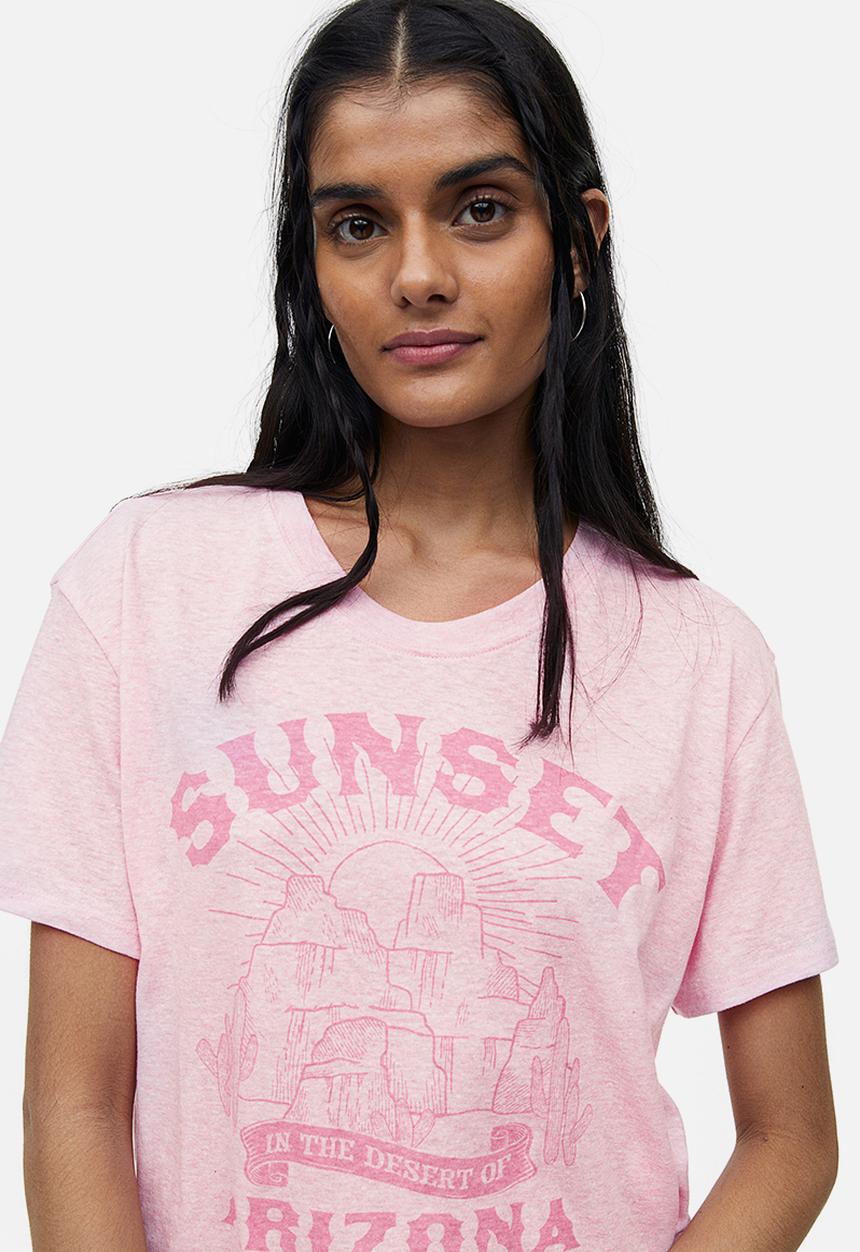 H&M - T-shirt - - light pink marl & arizona